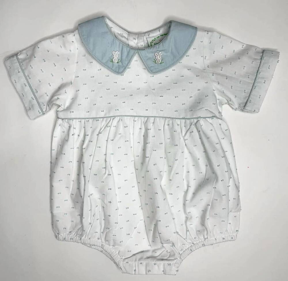 NEW GRACE & JAMES KIDS boy's peter bubble romper in light blue